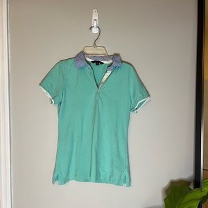 Brooks Brothers aqua collard tee size extra small